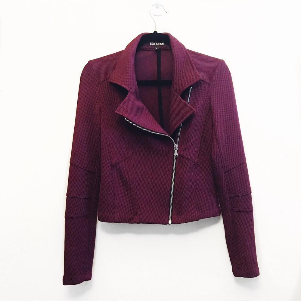 Maroon Moto Jacket from Express